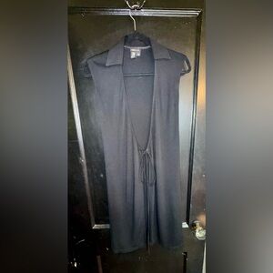 BCBGMaxAzria Black Duster with Tie-Front